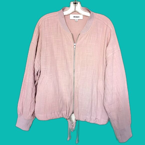 BB Dakota Steve Madden 100% Cotton Pink Lilac Bomber Jacket M Lightweight Woven - Picture 1 of 10
